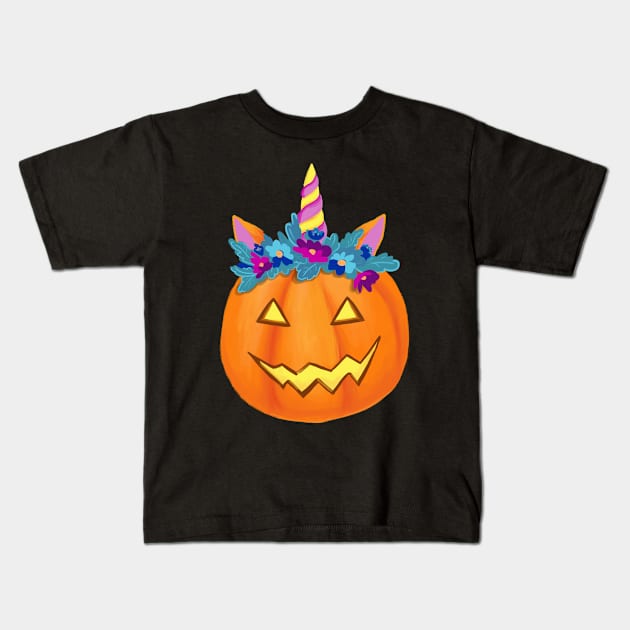 Halloween Funny Jack o lantern Pumpkin Kids T-Shirt by in_pictures